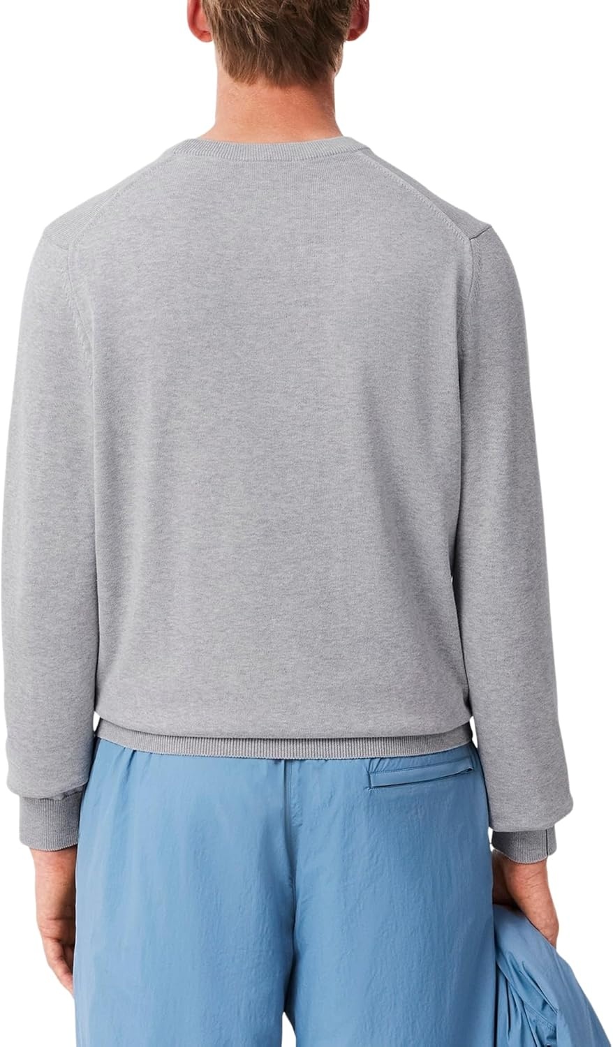 image:imageLacoste Mens Monochrome Crew Neck Cotton SweaterSilver Chine