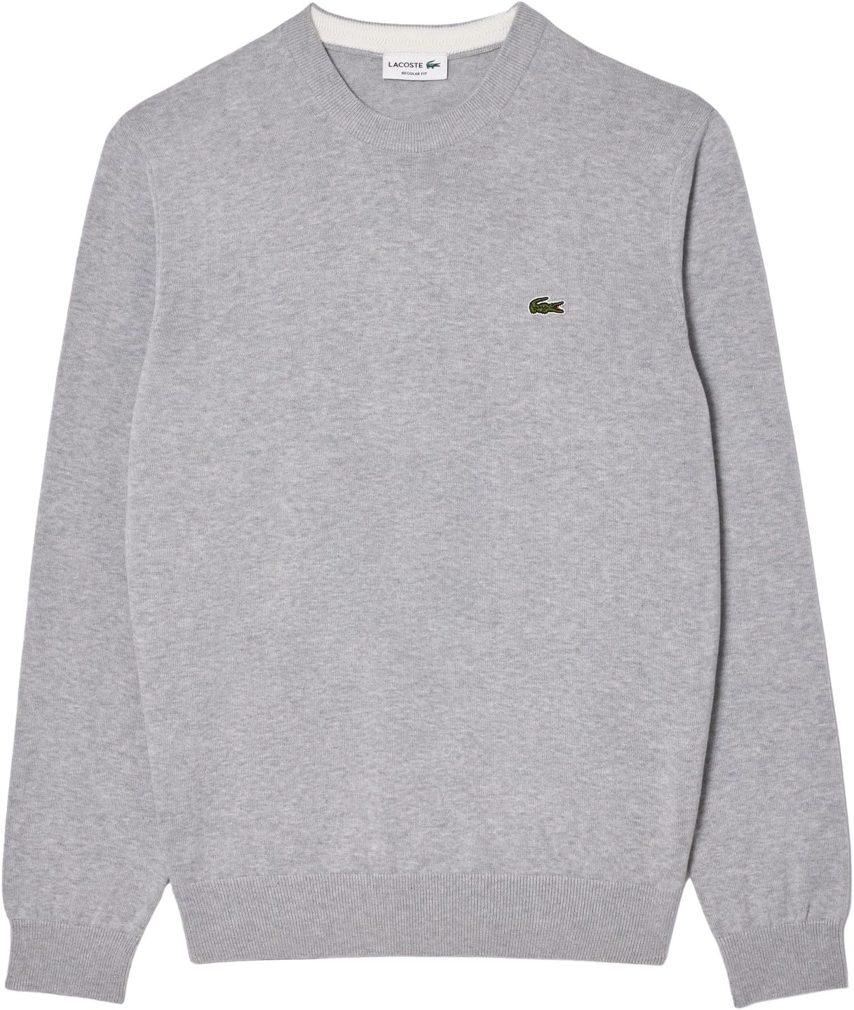 image:imageLacoste Mens Monochrome Crew Neck Cotton SweaterSilver Chine