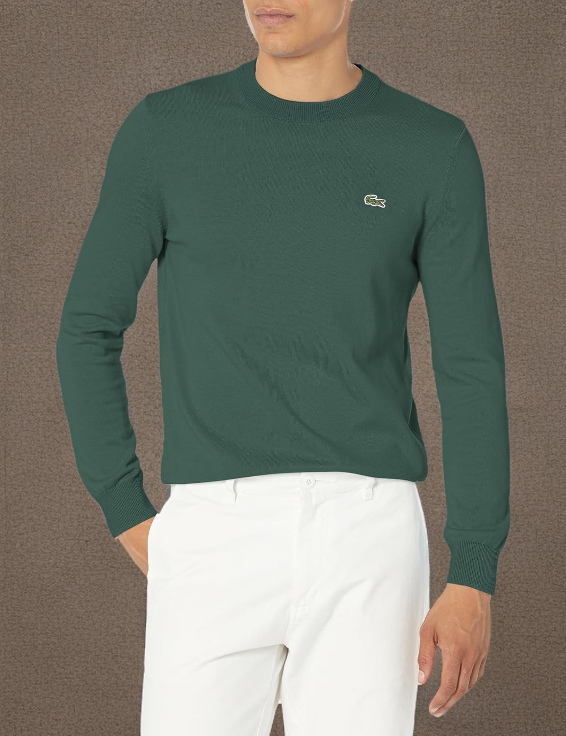 image:imageLacoste Mens Monochrome Crew Neck Cotton SweaterSinople