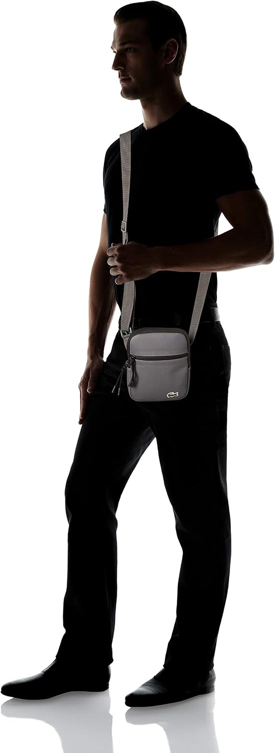 image:imageLacoste Mens PVC Flat Crossover BagSmoked Pearl Black