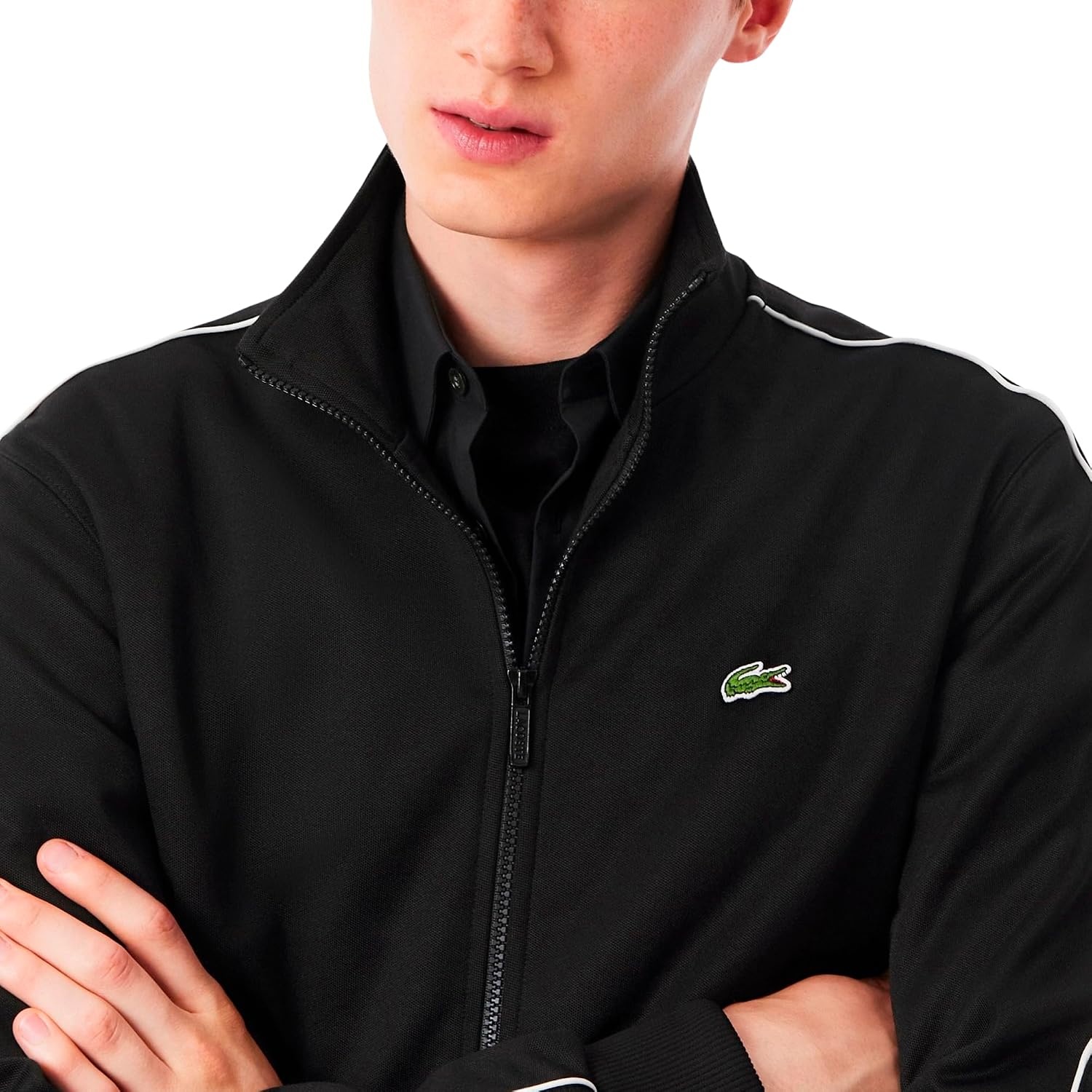 image:imageLacoste Mens Paris Piqu Zip Front Track JacketBlack