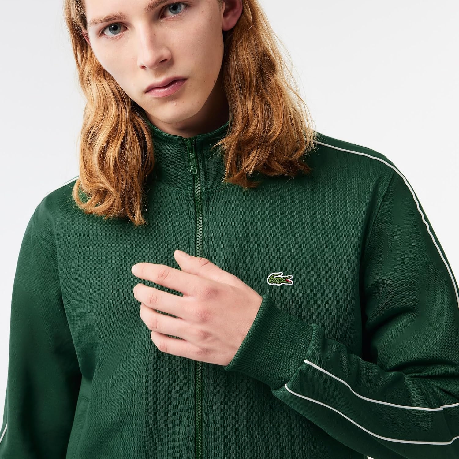 image:imageLacoste Mens Paris Piqu Zip Front Track JacketGreen
