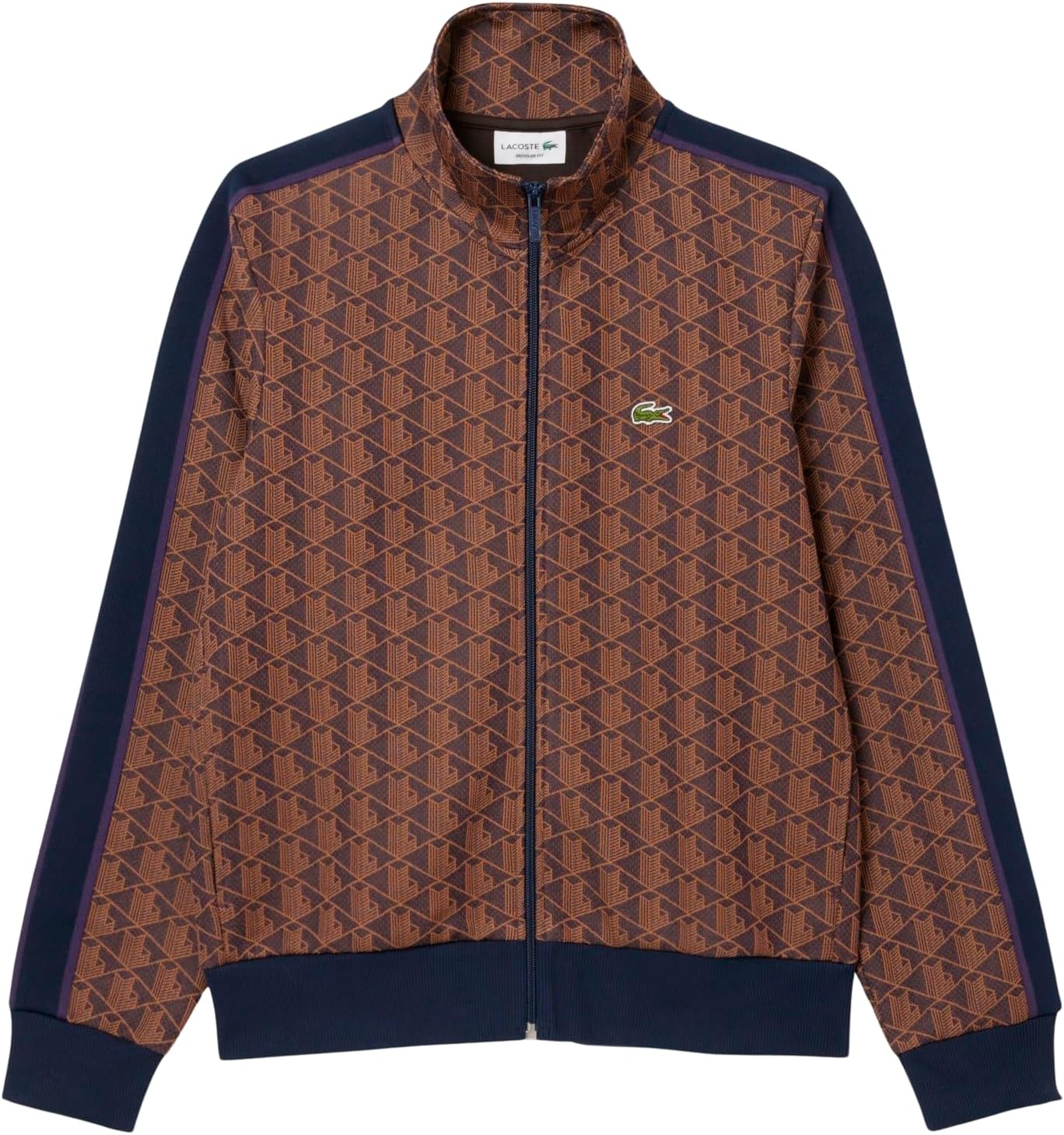 image:imageLacoste Mens Paris Zipup Jacquard Track JacketVelvetDate Brown