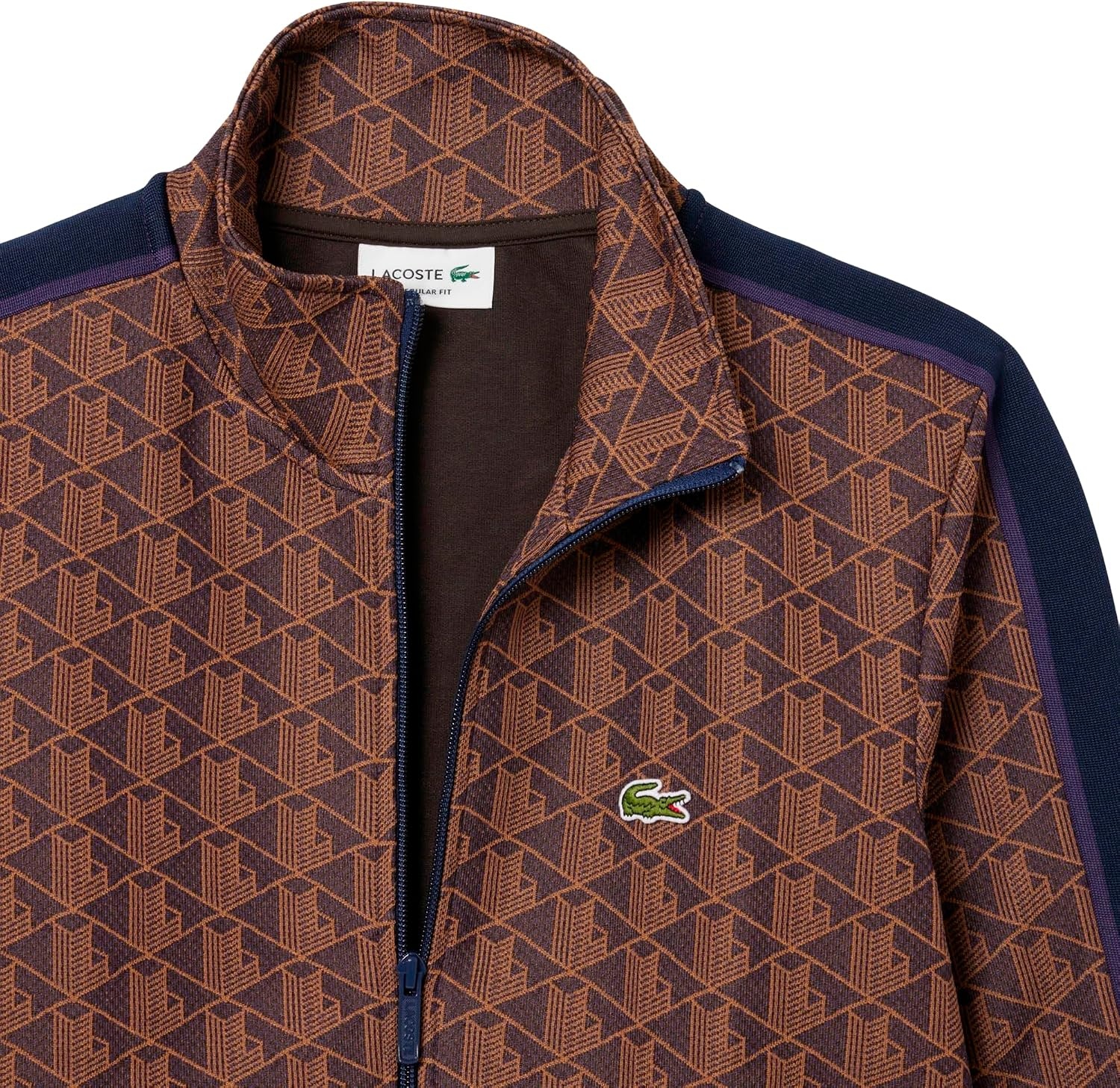 image:imageLacoste Mens Paris Zipup Jacquard Track JacketVelvetDate Brown
