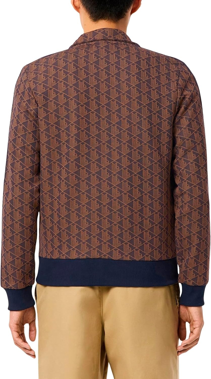 image:imageLacoste Mens Paris Zipup Jacquard Track JacketVelvetDate Brown