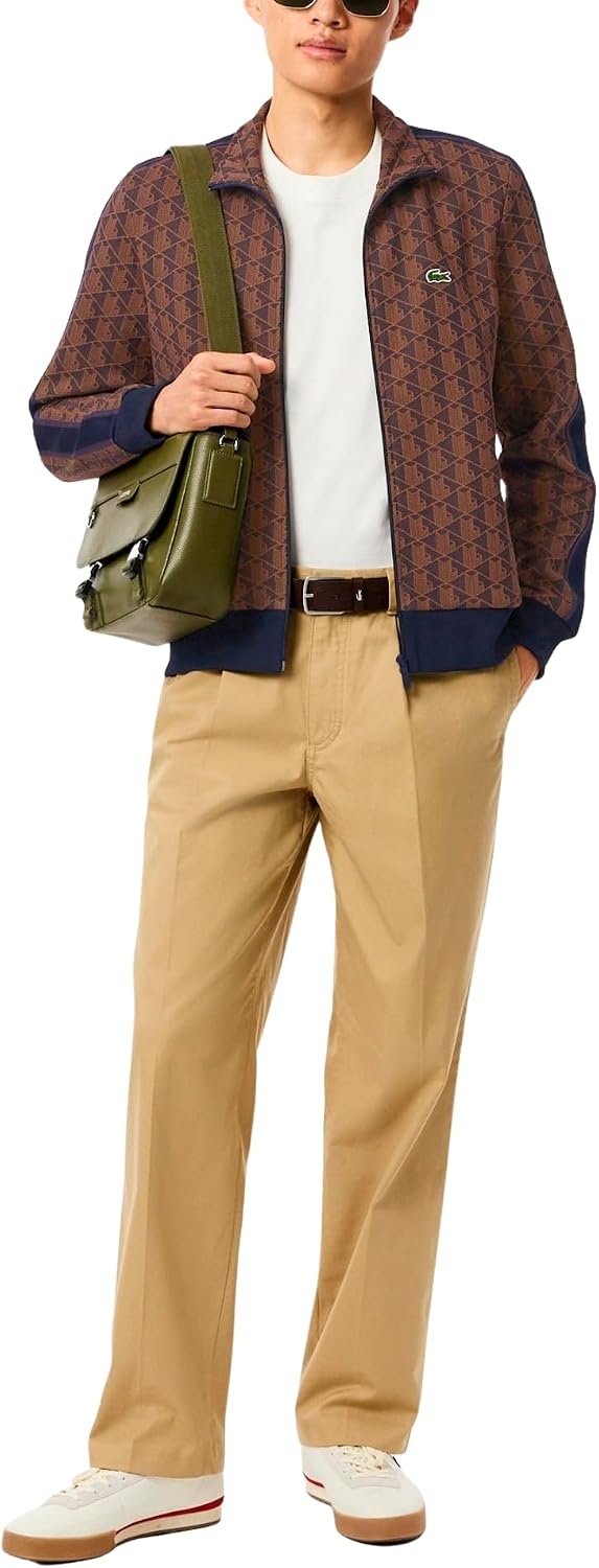 image:imageLacoste Mens Paris Zipup Jacquard Track JacketVelvetDate Brown