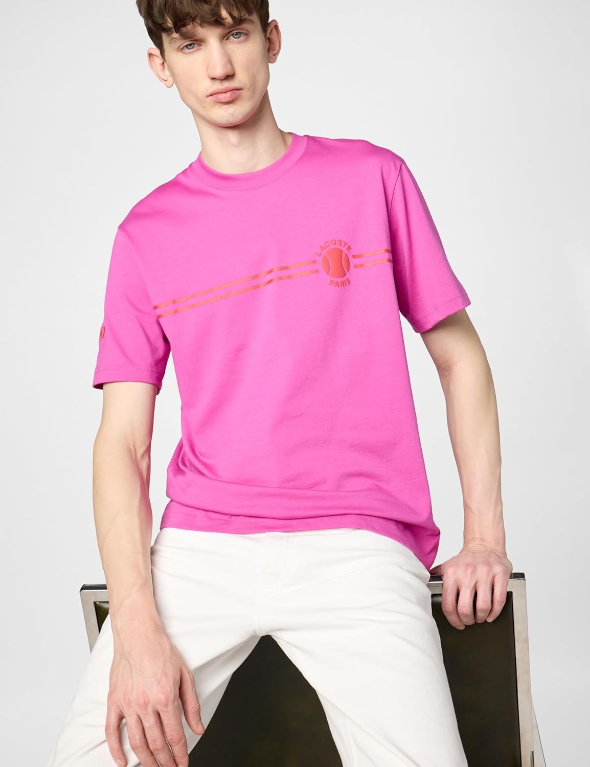 image:imageLacoste Mens Printed Embroidered Cotton Jersey TShirtMalva