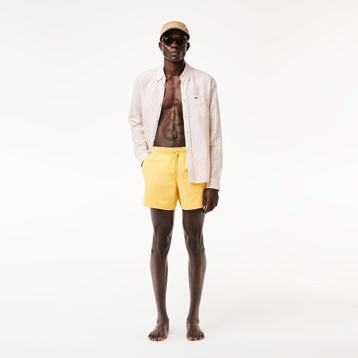 image:imageLacoste Mens QuickDry Swim Shorts 55CornsilkGreen