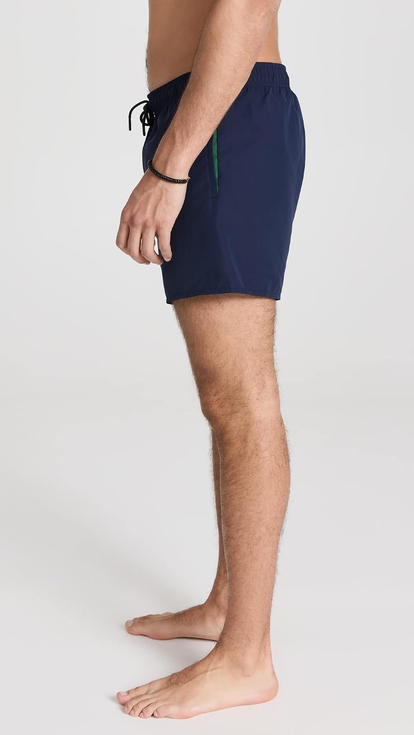 image:imageLacoste Mens QuickDry Swim Shorts 55GreenNavy Blue