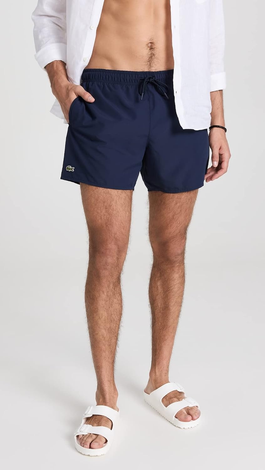 image:imageLacoste Mens QuickDry Swim Shorts 55GreenNavy Blue