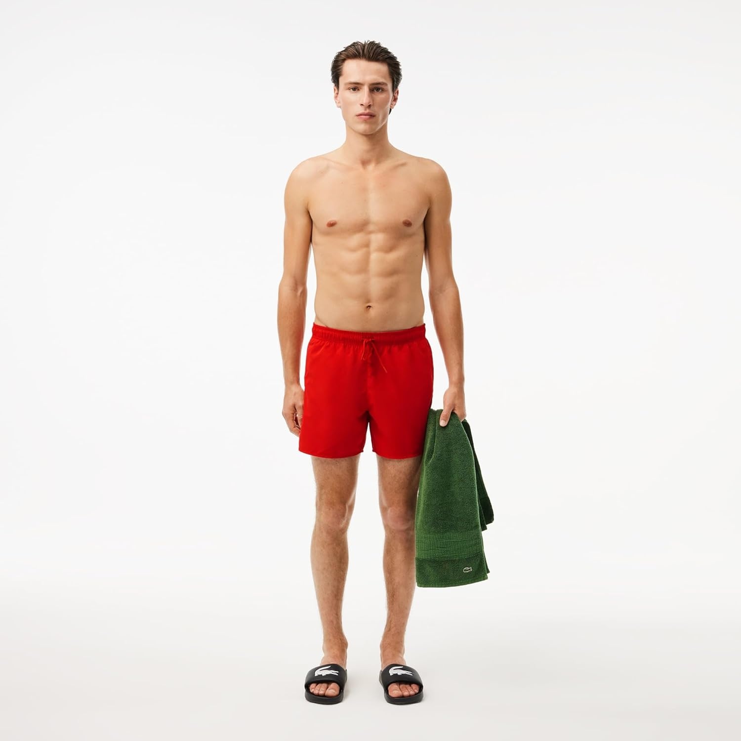 image:imageLacoste Mens QuickDry Swim Shorts 55Red Green