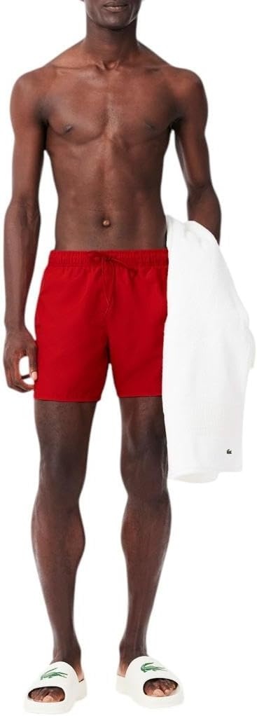 image:imageLacoste Mens QuickDry Swim Shorts 55RedGreen
