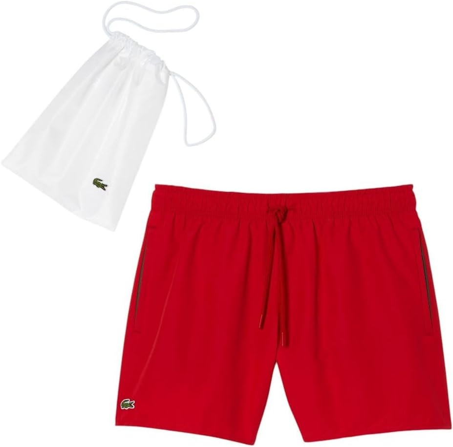 image:imageLacoste Mens QuickDry Swim Shorts 55RedGreen