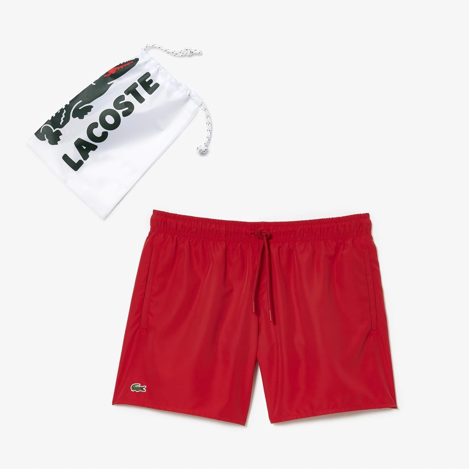 image:imageLacoste Mens QuickDry Swim Shorts 55RedNavy Blue