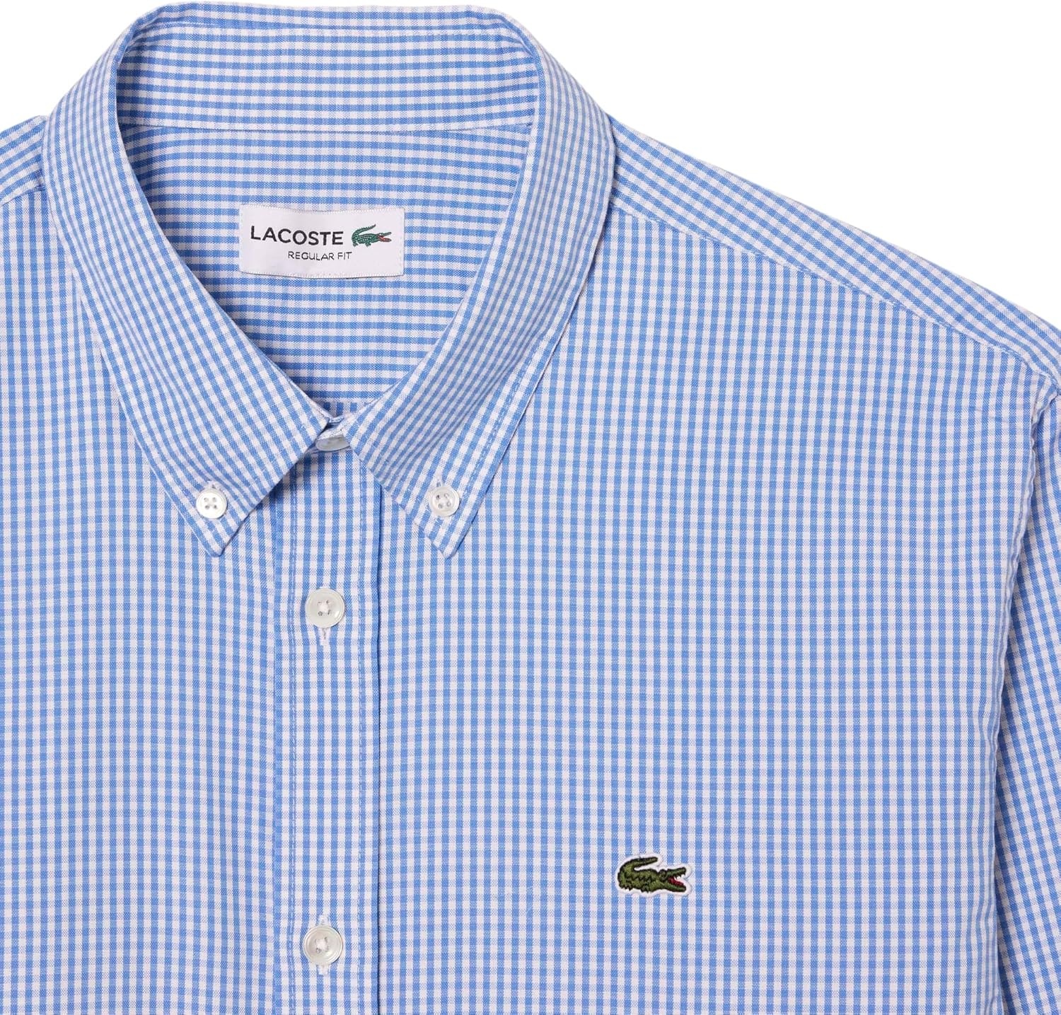 image:imageLacoste Mens Regular Fit Checked Cotton ShirtWhiteOverview
