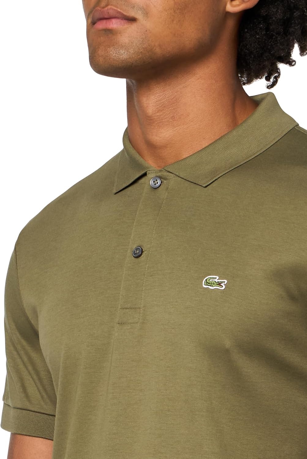 image:imageLacoste Mens Regular Fit Cotton Pima Polo ShirtOlive
