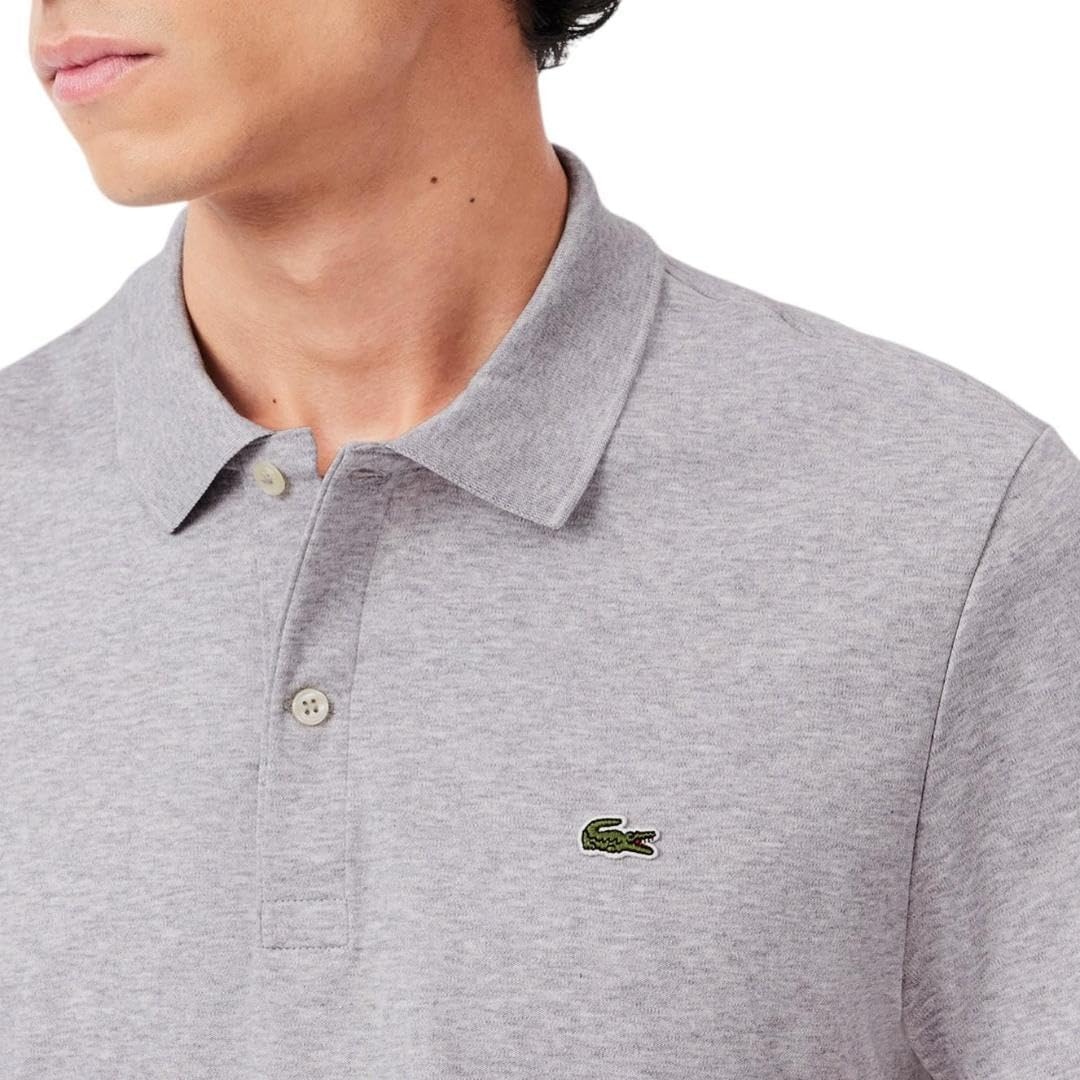 image:imageLacoste Mens Regular Fit Cotton Pima Polo ShirtSilver Chine