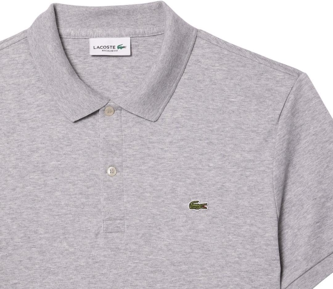 image:imageLacoste Mens Regular Fit Cotton Pima Polo ShirtSilver Chine