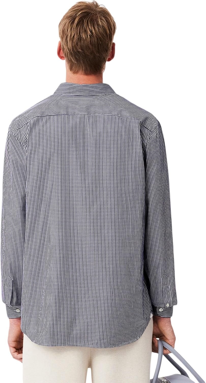 image:imageLacoste Mens Regular Fit Cotton amp Wool OvershirtWhiteNavy Supima Cotton