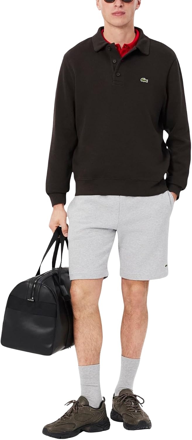 image:imageLacoste Mens Regular Fit Fleece ShortsSilver Chine