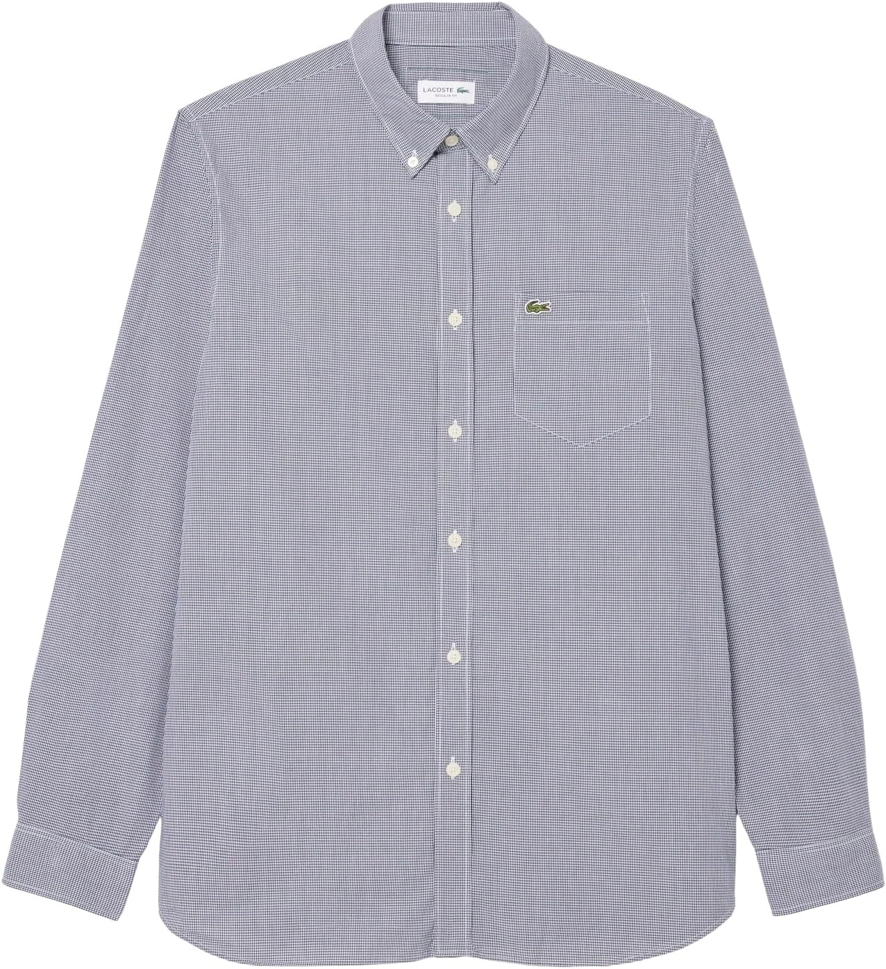 image:imageLacoste Mens Regular Fit Gingham Poplin ShirtBlancMarine