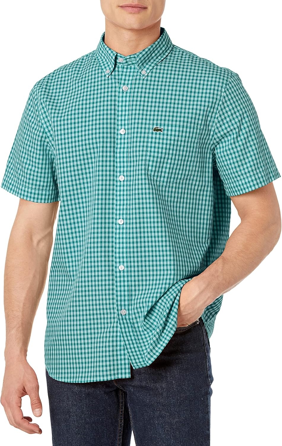 image:imageLacoste Mens Regular Fit Gingham Poplin ShirtSyringaBailloux