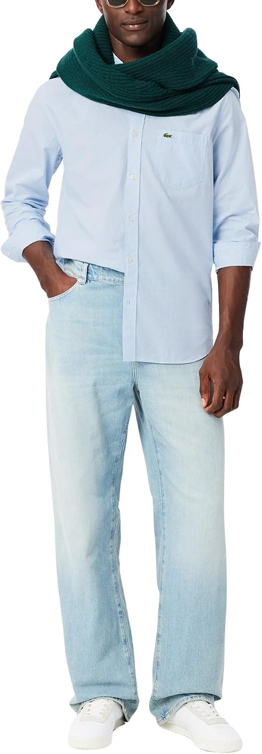 image:imageLacoste Mens Regular Fit Gingham Poplin ShirtWhite Overview
