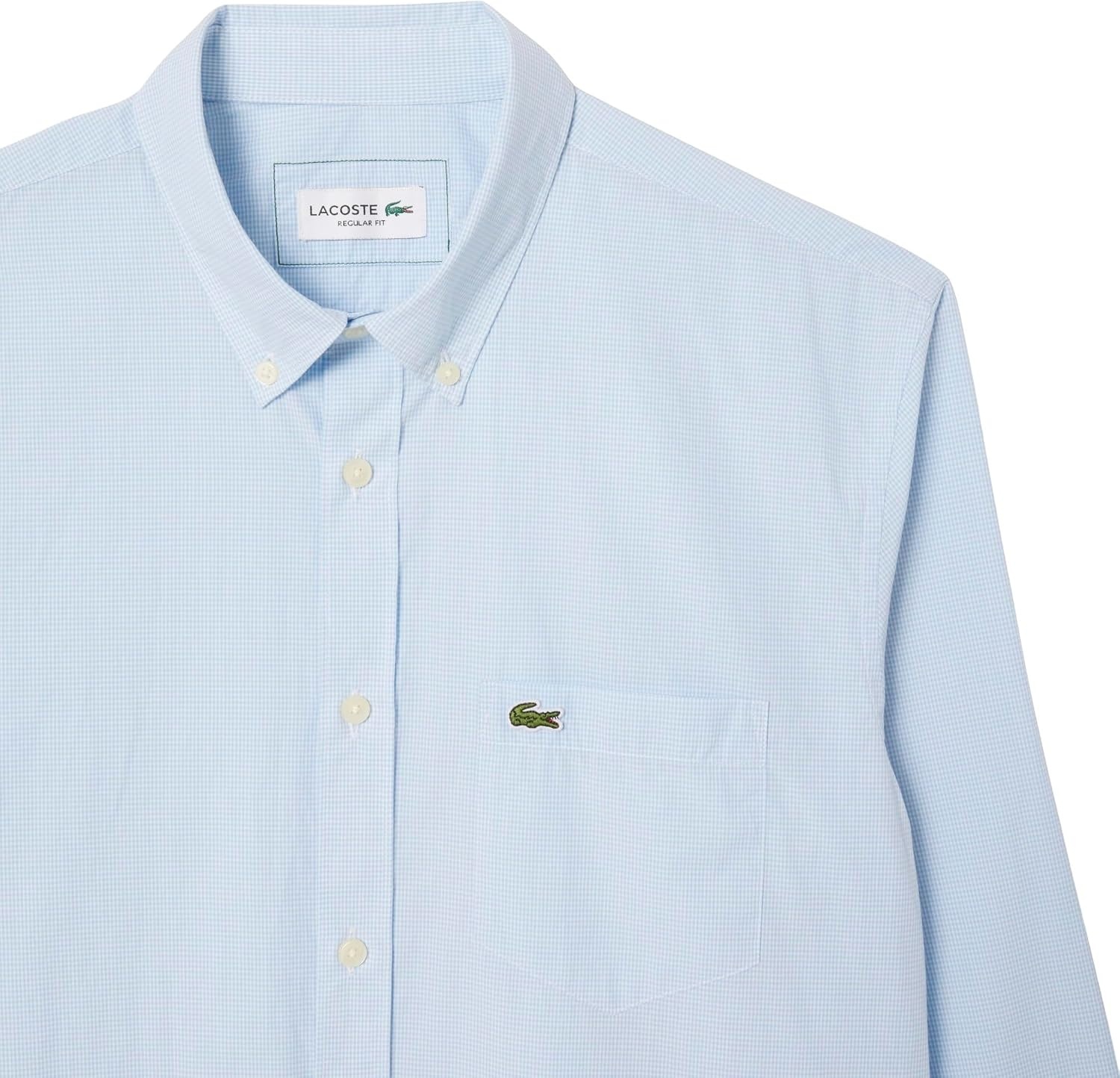 image:imageLacoste Mens Regular Fit Gingham Poplin ShirtWhite Overview