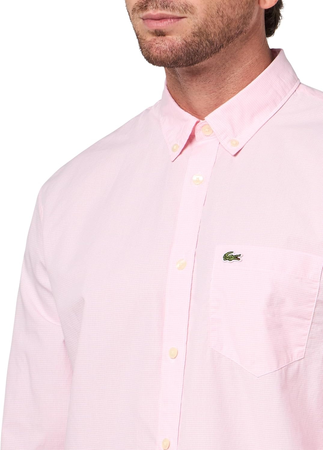 image:imageLacoste Mens Regular Fit Gingham Poplin ShirtWhiteNidus