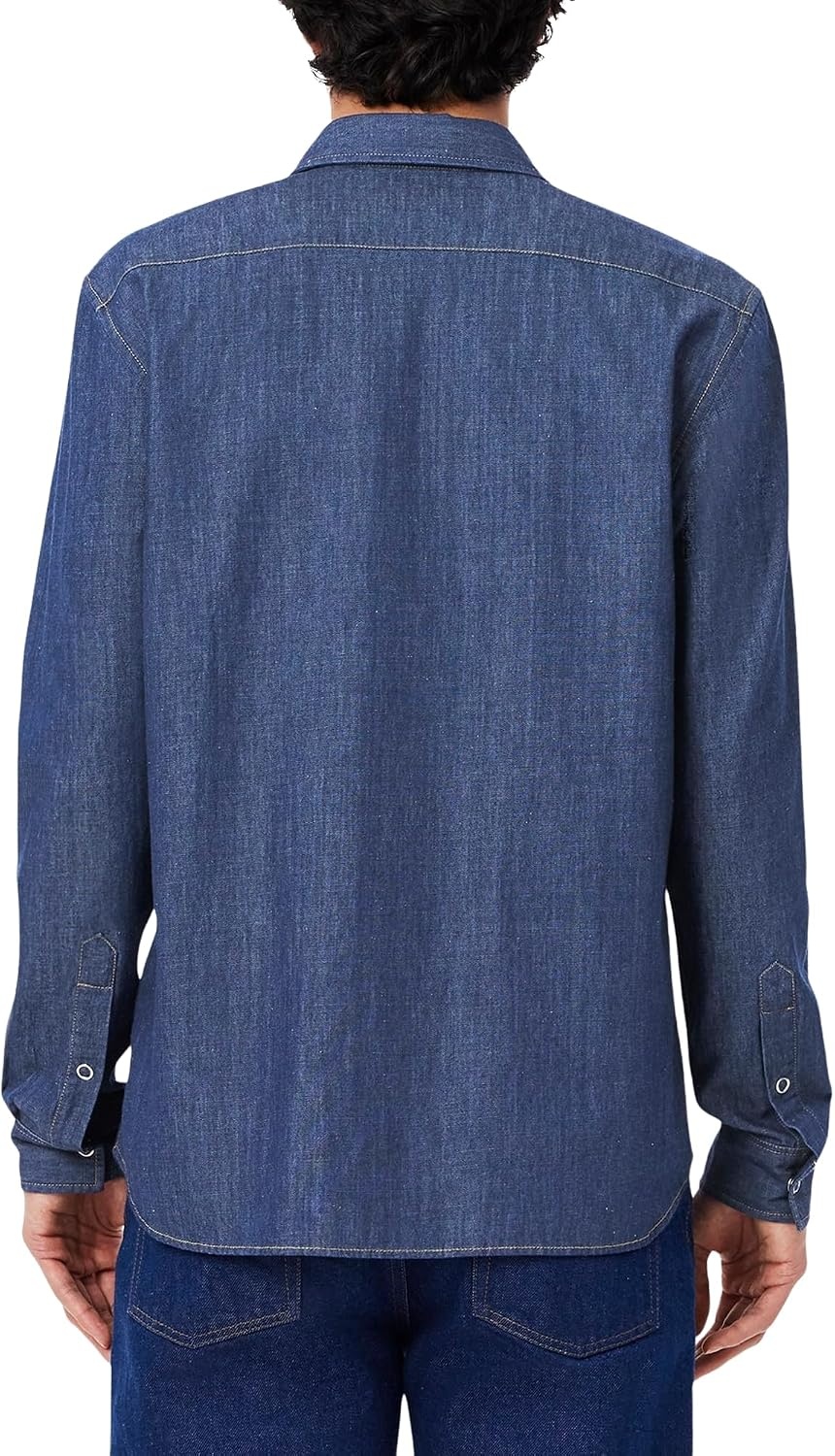 image:imageLacoste Mens Regular Fit Lightweight Denim ShirtWashed Deep Medium