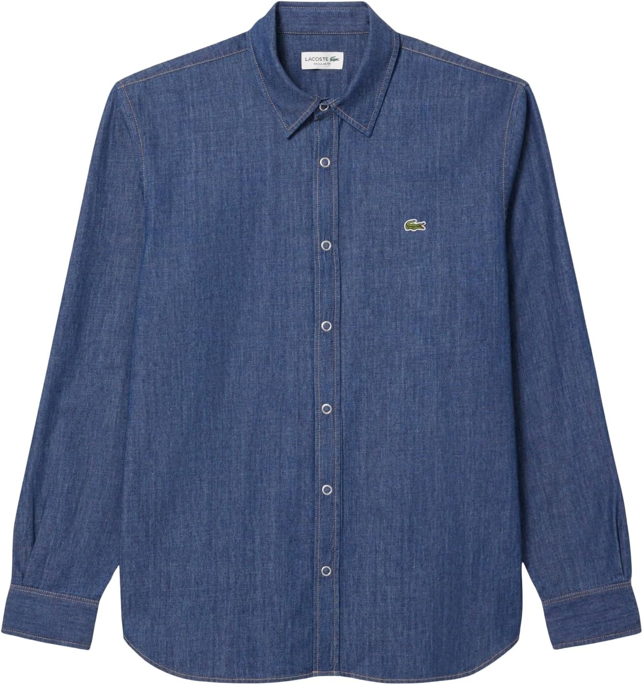 image:imageLacoste Mens Regular Fit Lightweight Denim ShirtWashed Deep Medium