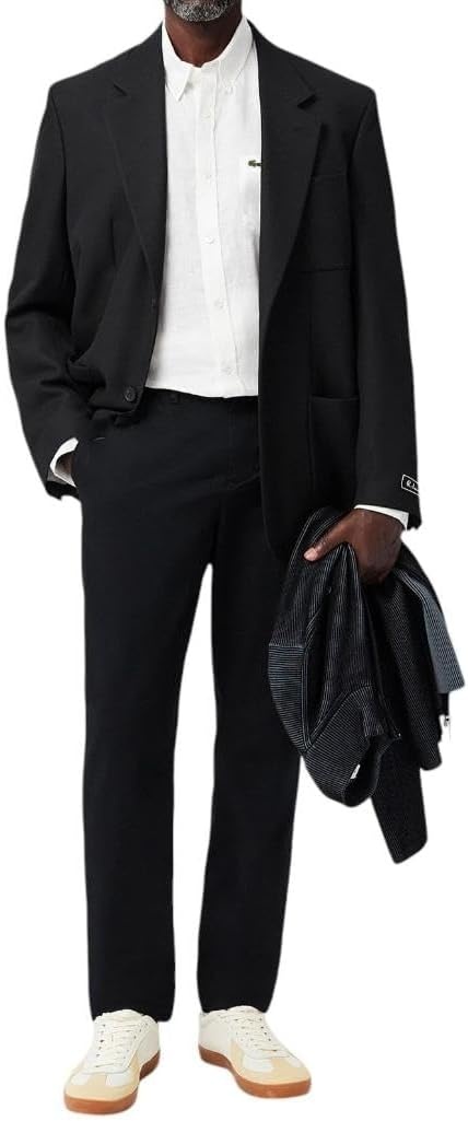 image:imageLacoste Mens Regular Fit Linen Casual Button Down ShirtWhite