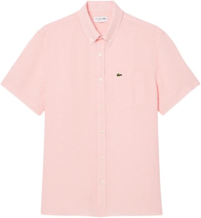 image:imageLacoste Mens Regular Fit Linen Casual Button DownFlamingo