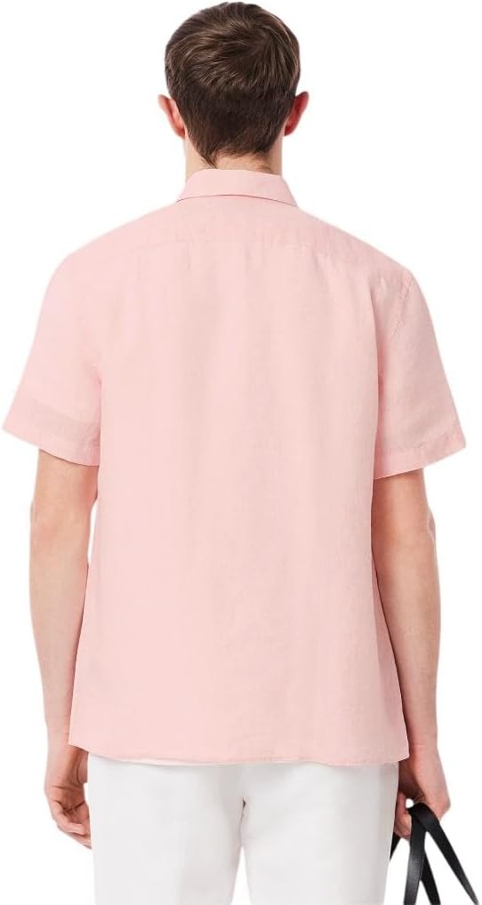 image:imageLacoste Mens Regular Fit Linen Casual Button DownFlamingo