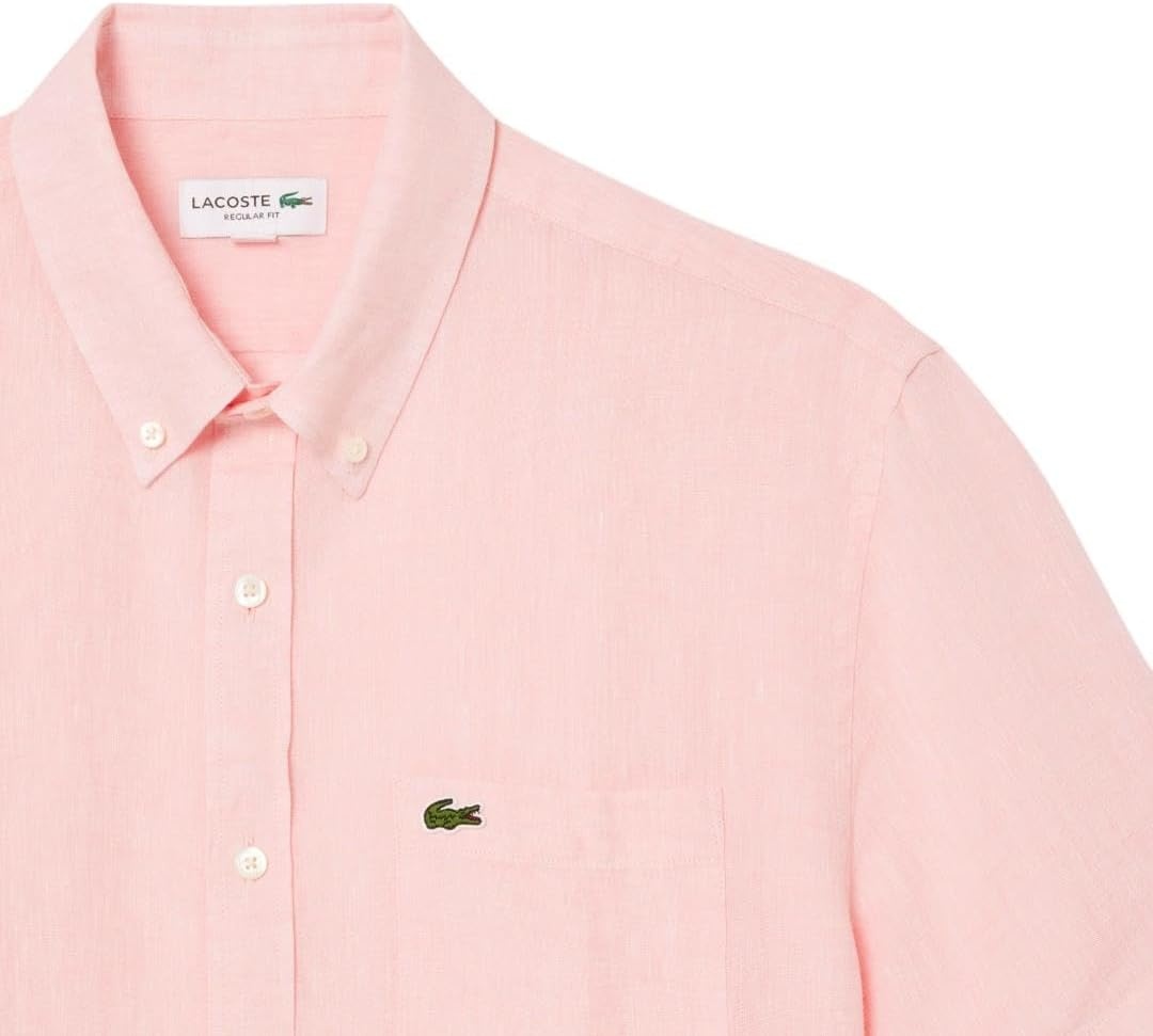 image:imageLacoste Mens Regular Fit Linen Casual Button DownFlamingo