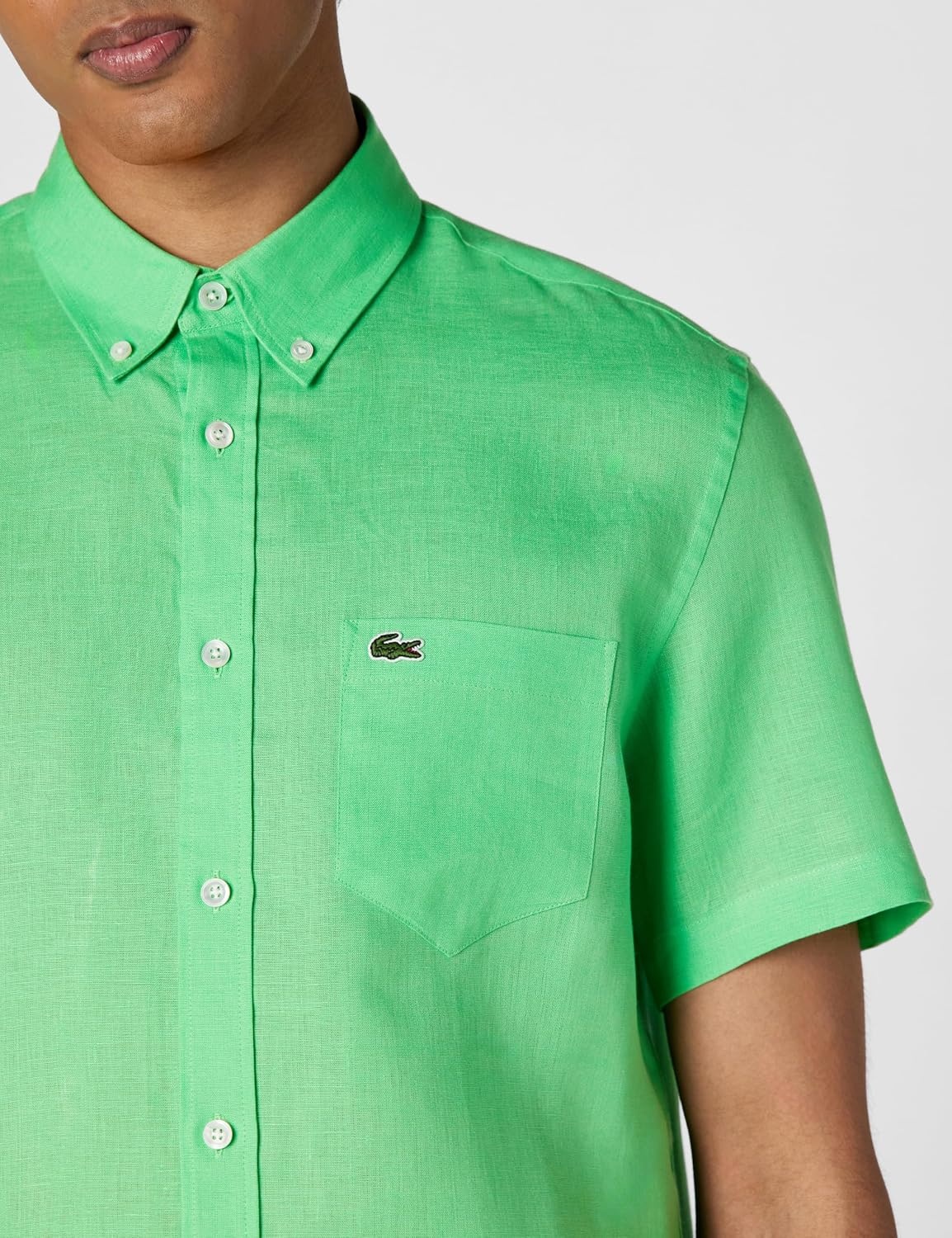 image:imageLacoste Mens Regular Fit Linen Casual Button DownPeppermint