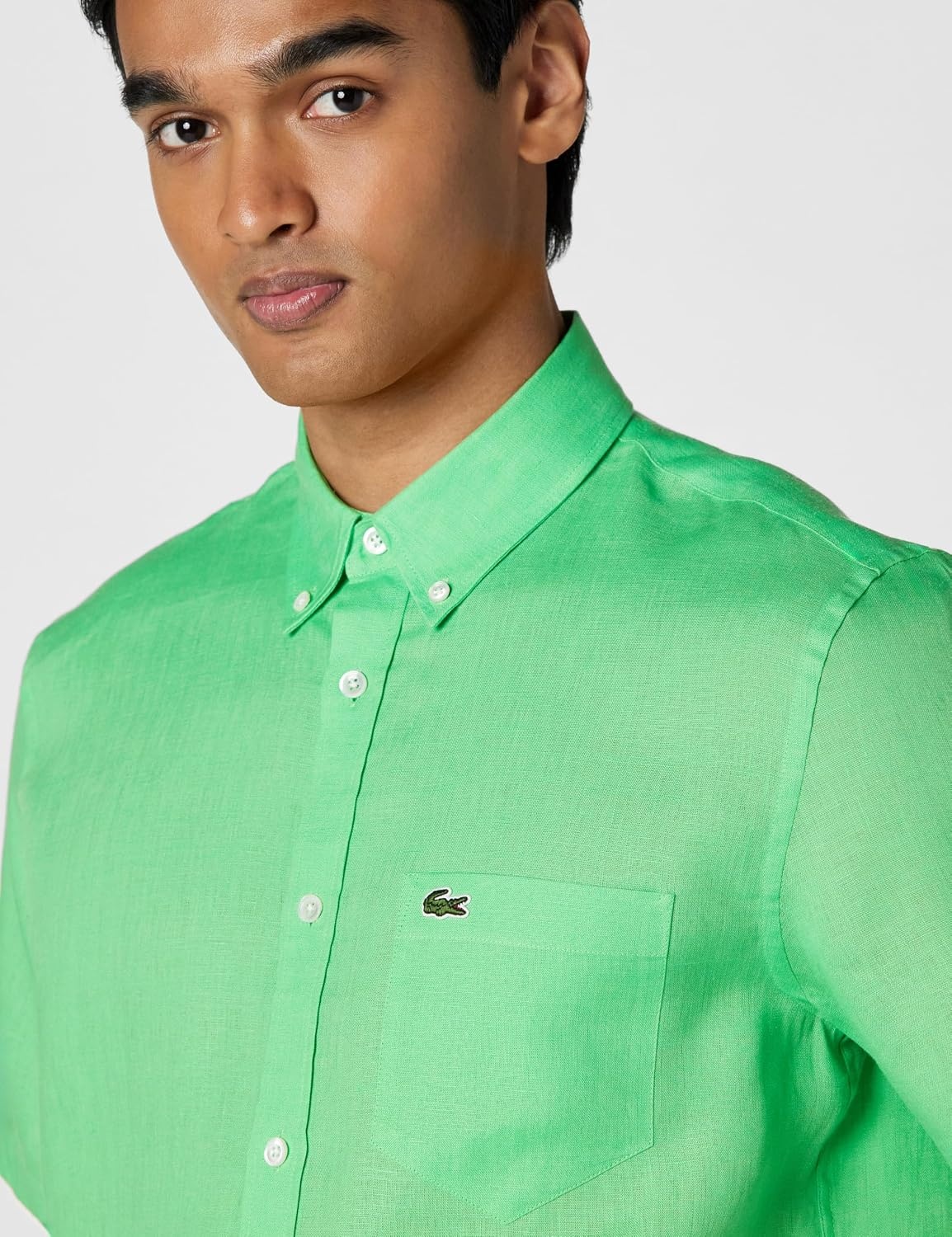 image:imageLacoste Mens Regular Fit Linen Casual Button DownPeppermint
