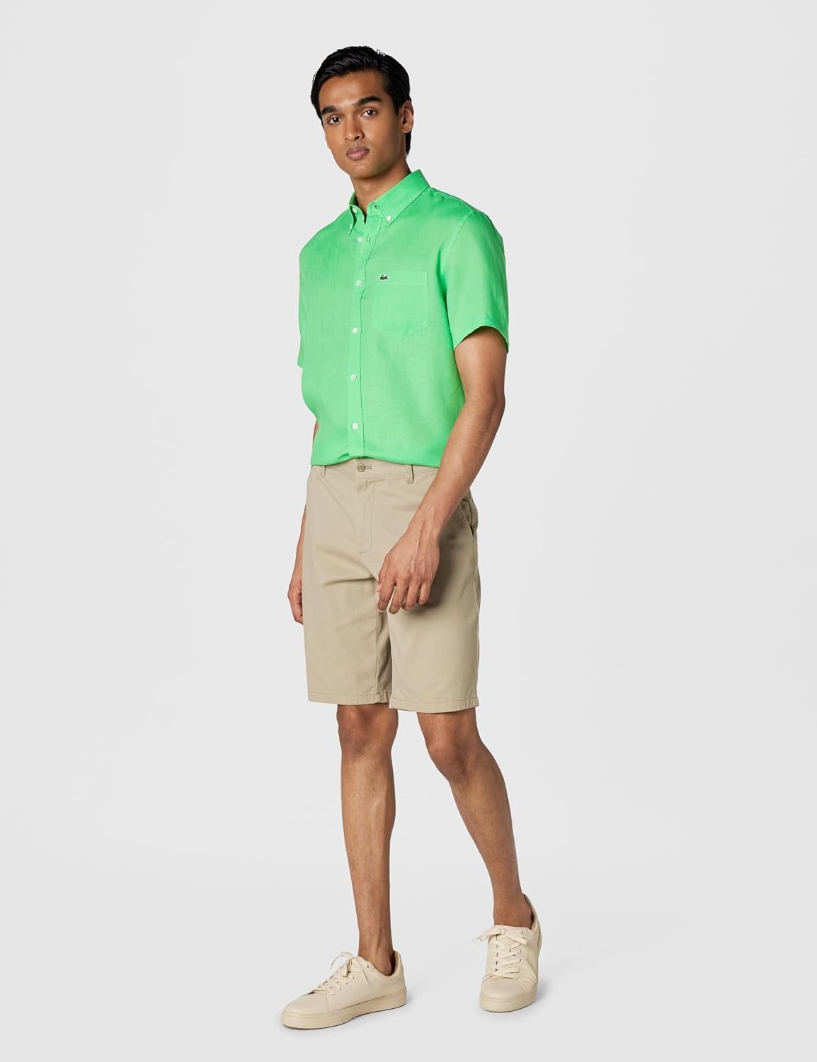 image:imageLacoste Mens Regular Fit Linen Casual Button DownPeppermint