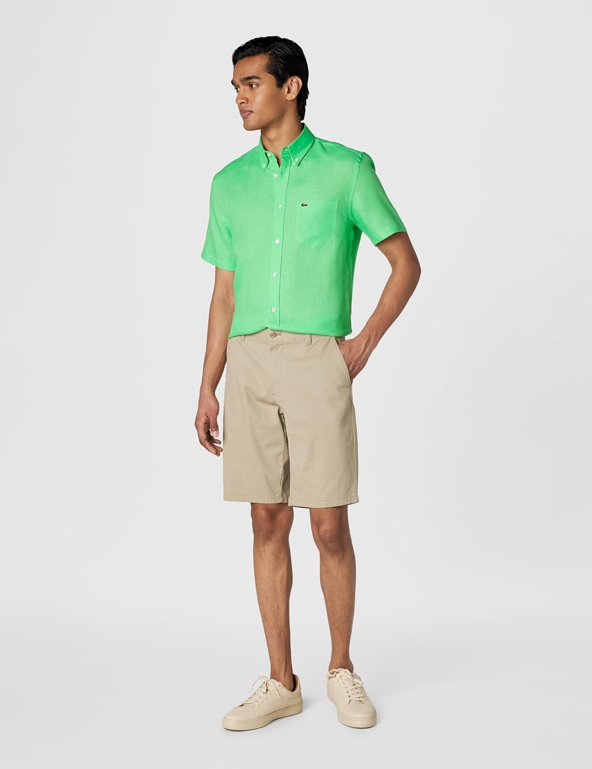 image:imageLacoste Mens Regular Fit Linen Casual Button DownPeppermint