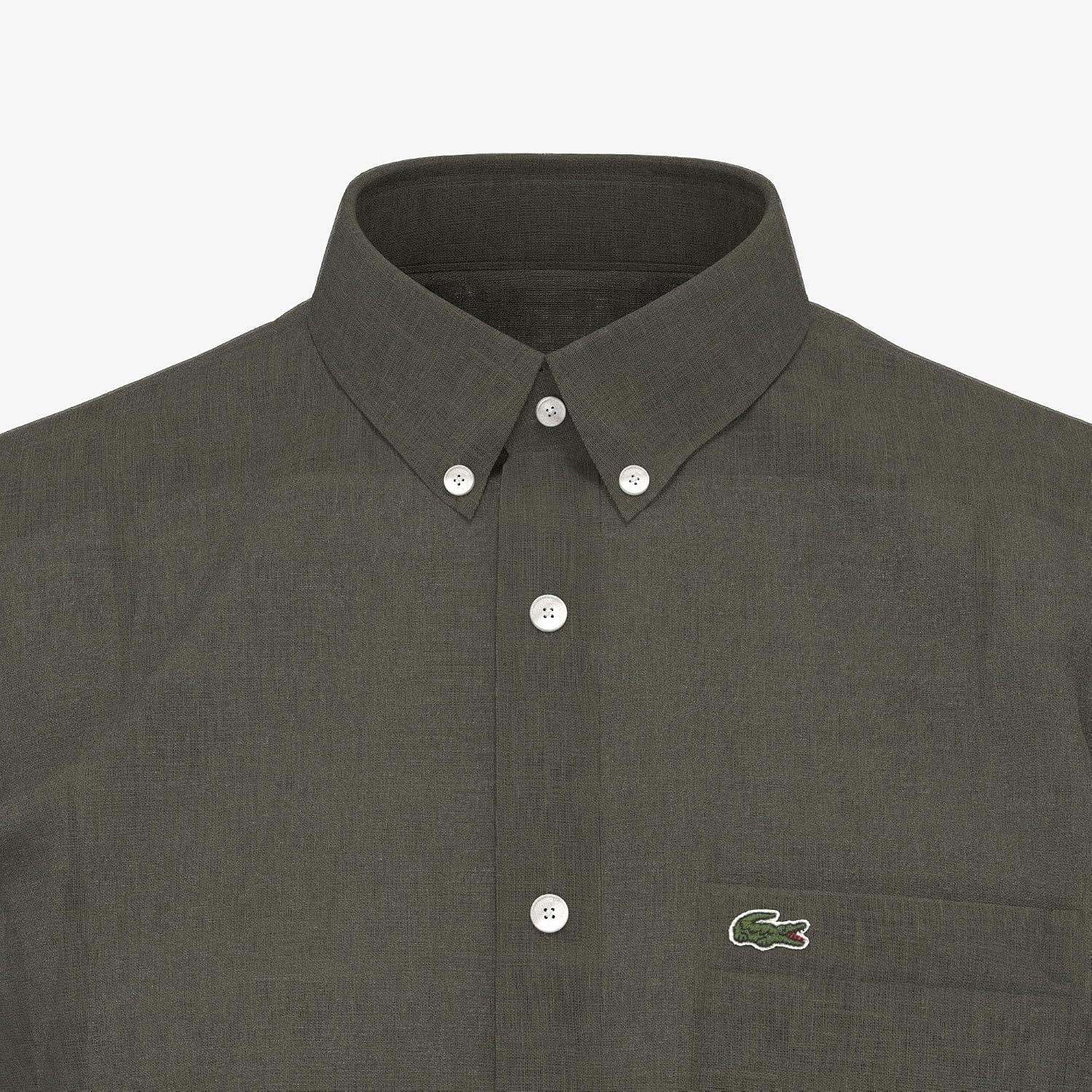image:imageLacoste Mens Regular Fit Linen Casual Button DownTank Green