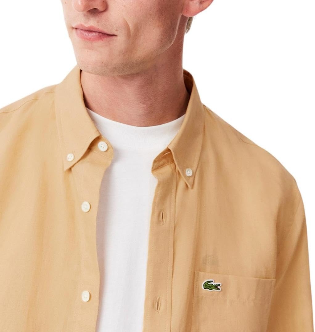 image:imageLacoste Mens Regular Fit Linen ShirtCroissant