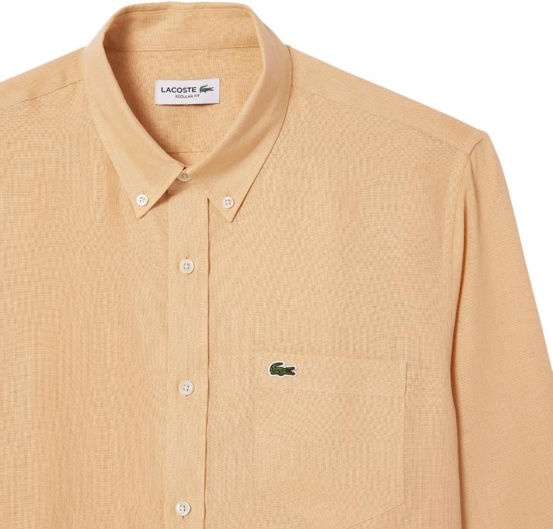 image:imageLacoste Mens Regular Fit Linen ShirtCroissant