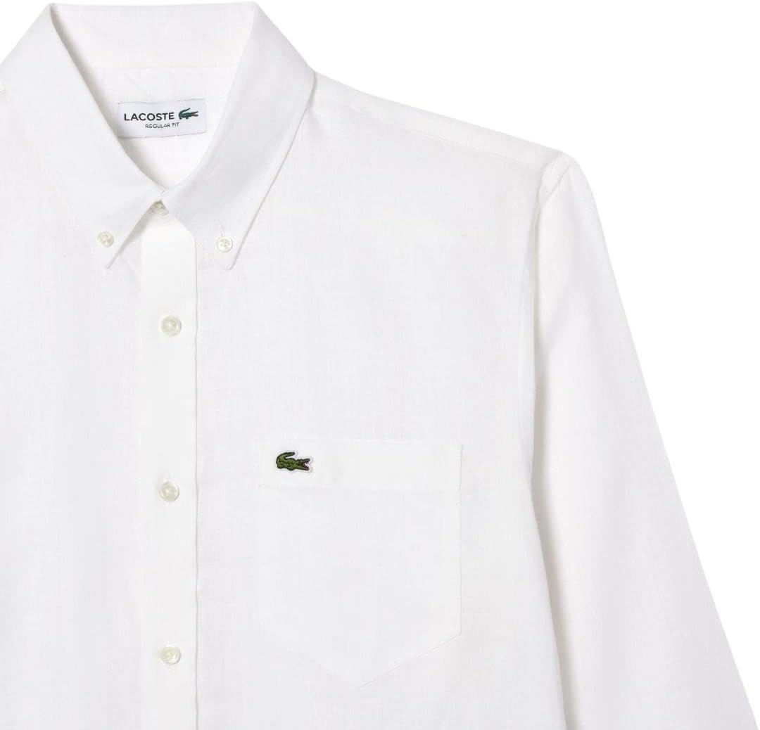 image:imageLacoste Mens Regular Fit Linen ShirtWhite