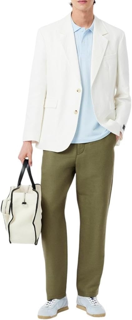 image:imageLacoste Mens Regular Fit Linen Twill PantsKhaki