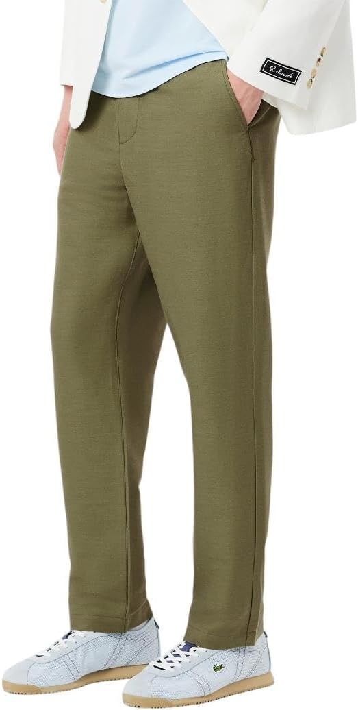 image:imageLacoste Mens Regular Fit Linen Twill PantsKhaki