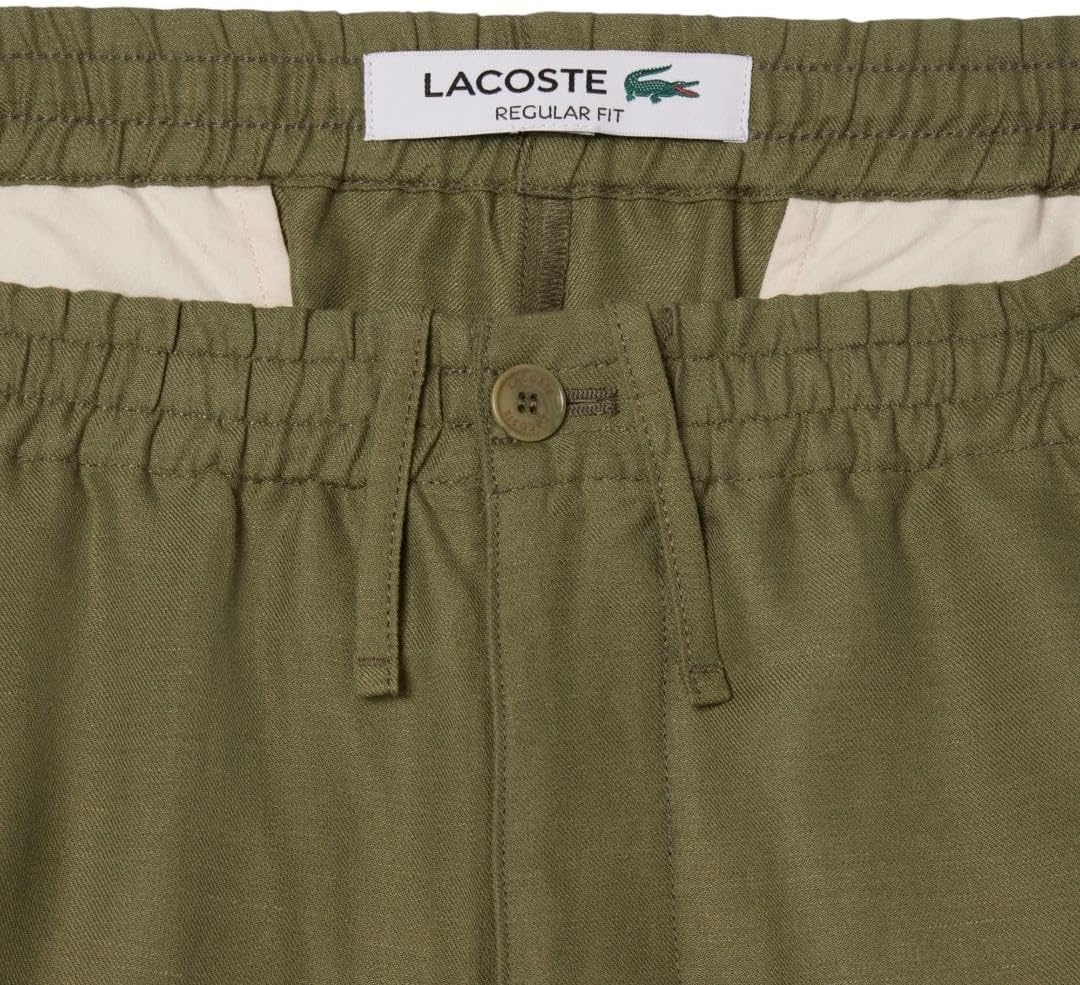 image:imageLacoste Mens Regular Fit Linen Twill PantsKhaki