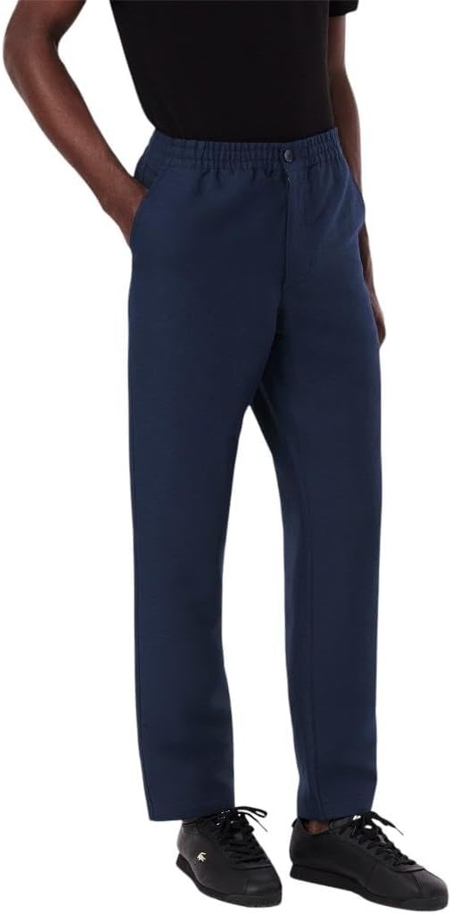 image:imageLacoste Mens Regular Fit Linen Twill PantsNavy Blue