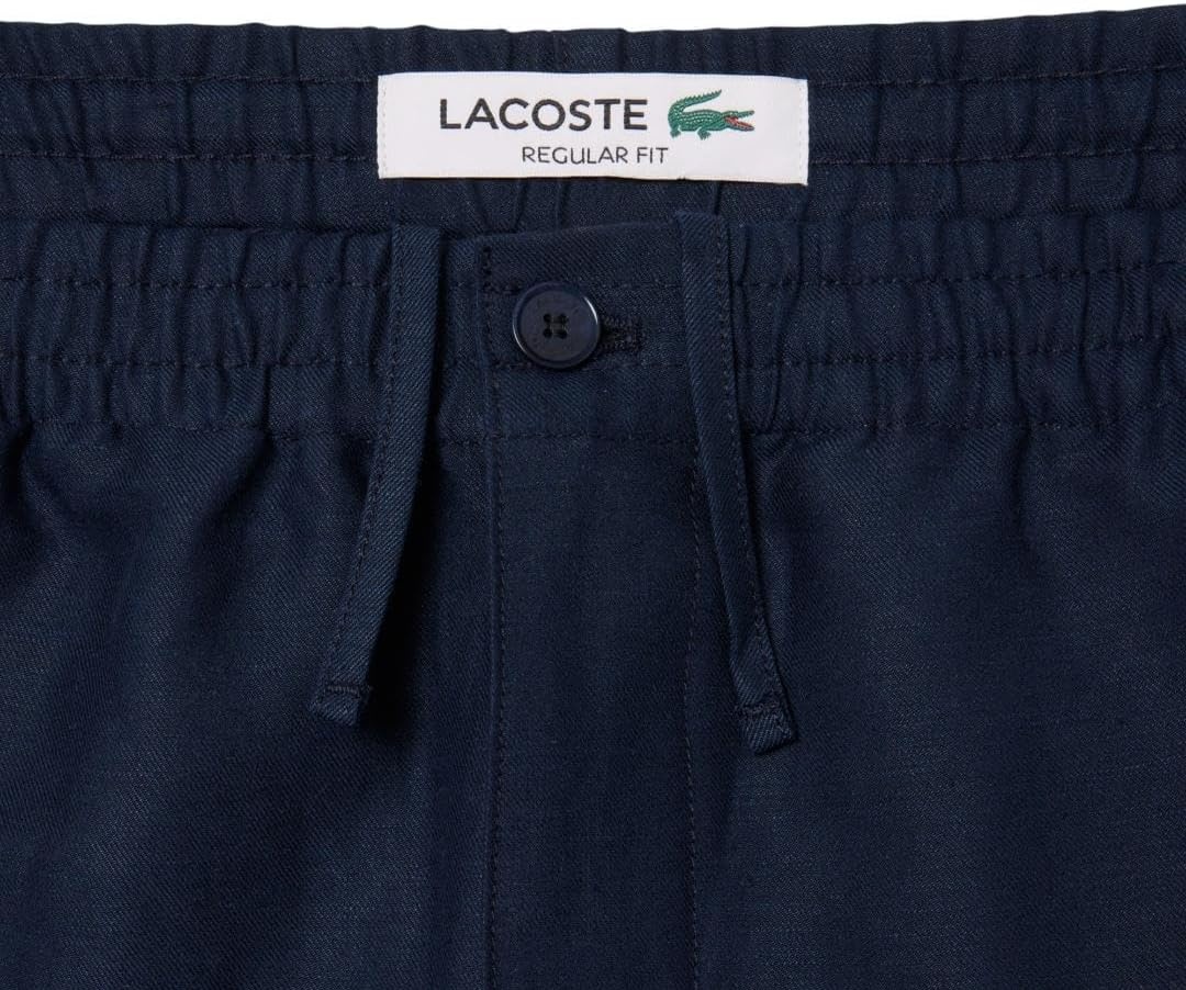 image:imageLacoste Mens Regular Fit Linen Twill PantsNavy Blue