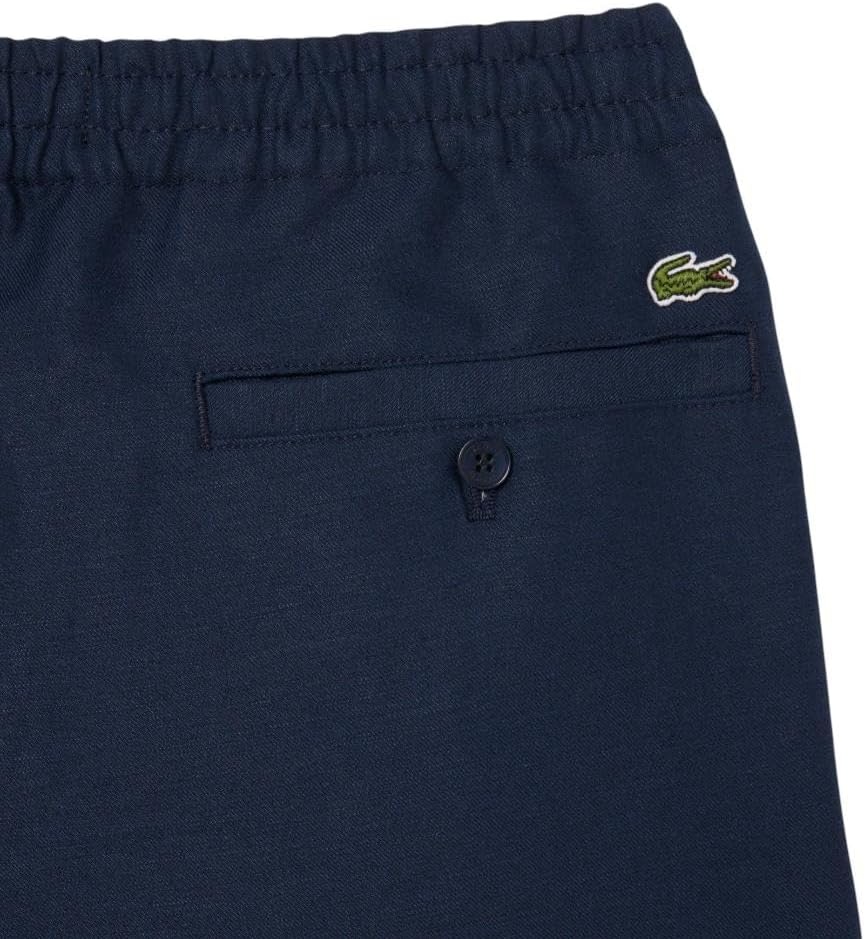 image:imageLacoste Mens Regular Fit Linen Twill PantsNavy Blue