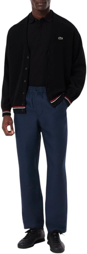 image:imageLacoste Mens Regular Fit Linen Twill PantsNavy Blue